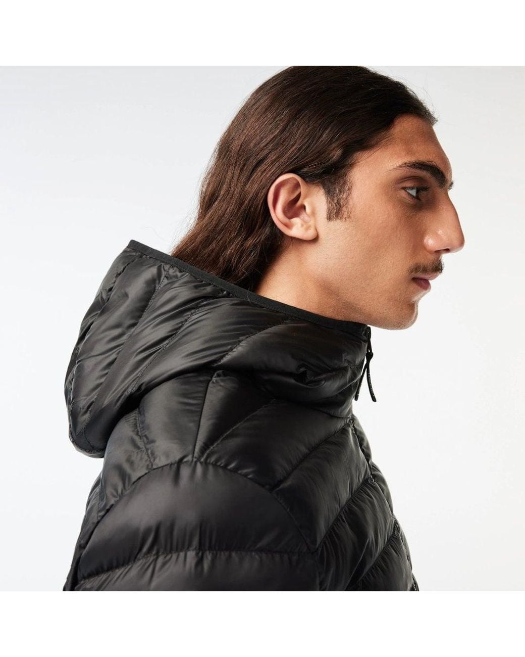 Lacoste Black Hooded Puffer Jacket for men