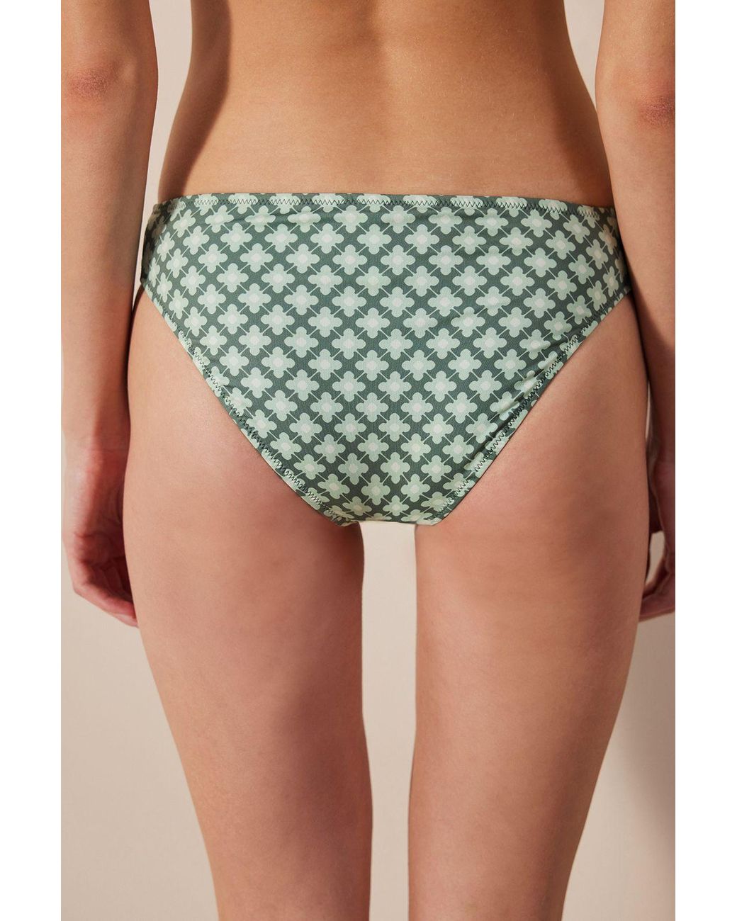 Penti Green Geometric Cut-Out Hipster Bikini Bottoms
