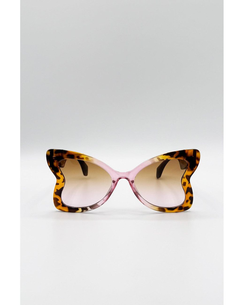 SVNX Brown Oversized Butterfly Sunglasses