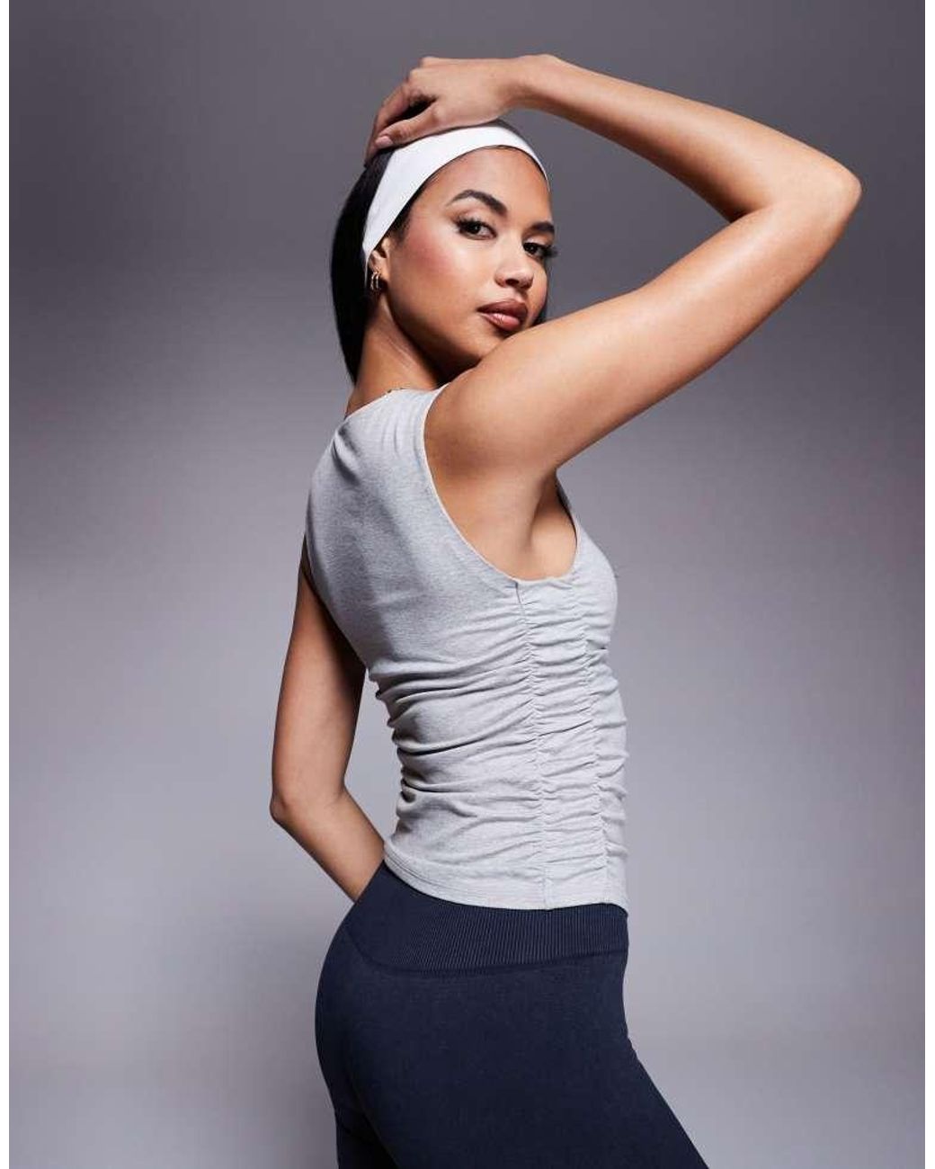 4505 Gray Ruched Side Vest With Inner Bra