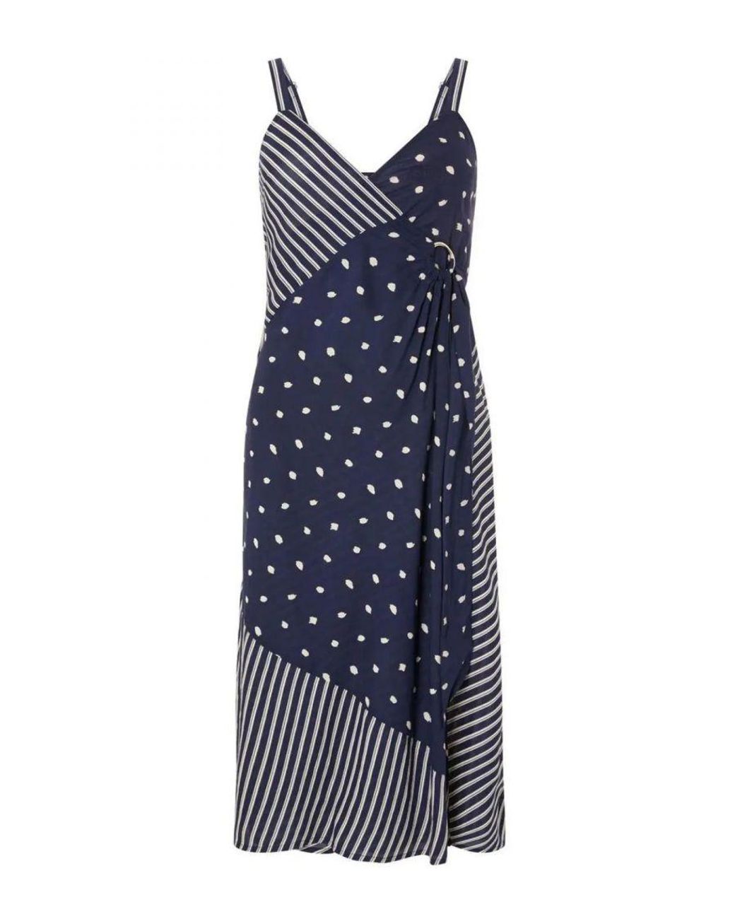 Monsoon Blue Spot Wrap Dress Cotton