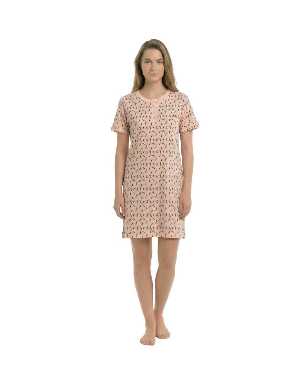 Kisses&Love Natural Short-Sleeved Cotton Nightgown Kl45000