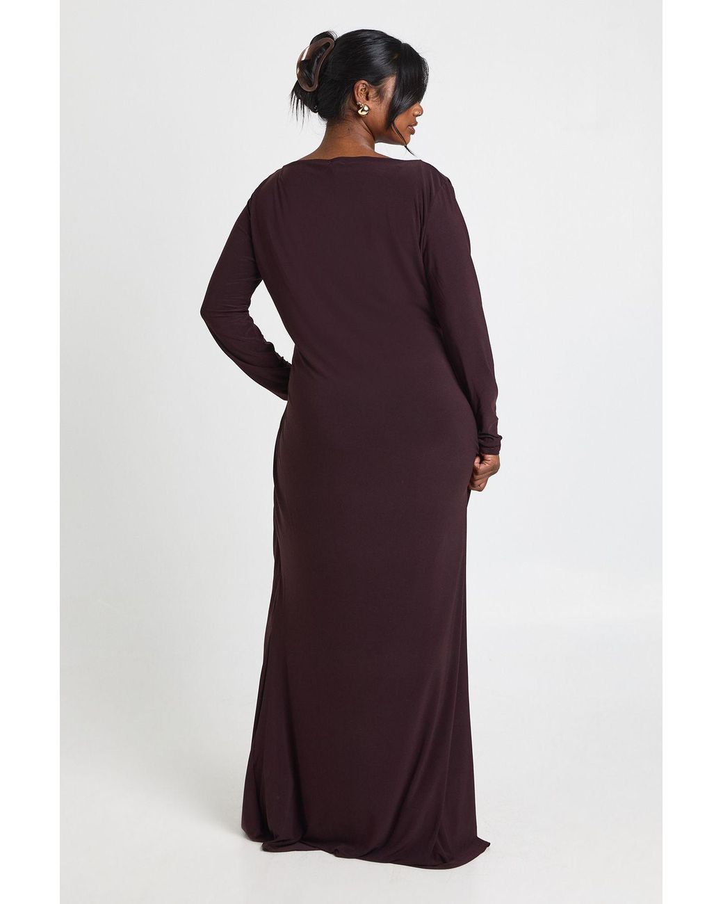 Boohoo Purple Plus Slinky Ruched Detail Maxi Dress