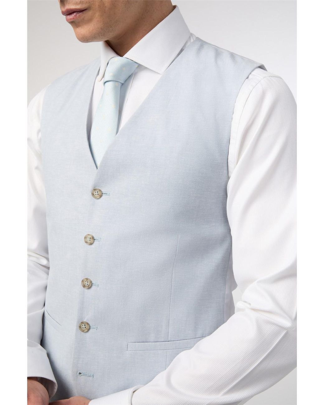 Alexandre Silver Label White Single Breasted Five Button V-Neck Tailored Suit Waistcoat for men