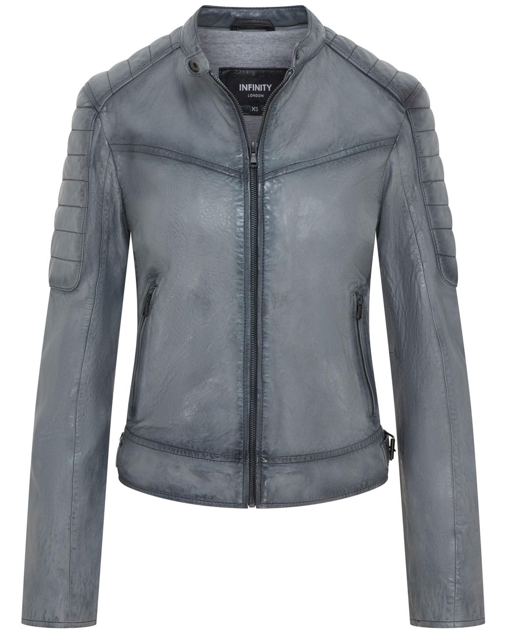 Infinity Leather Blue Retro Quilted Biker Jacket