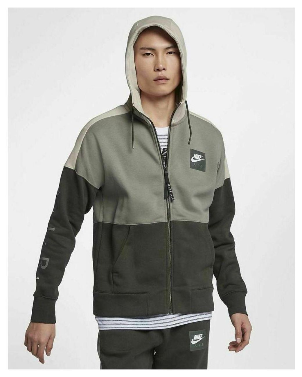 Nike Gray Air Fleece Full Zip Hoodie Cotton for men