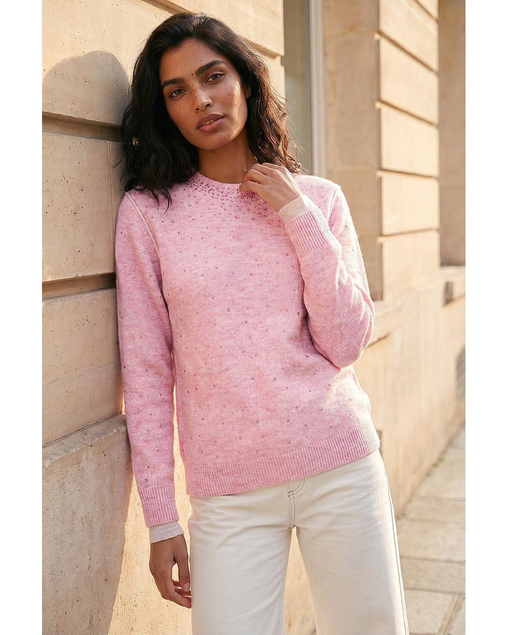 Roman Pink Embellished Knit Jumper