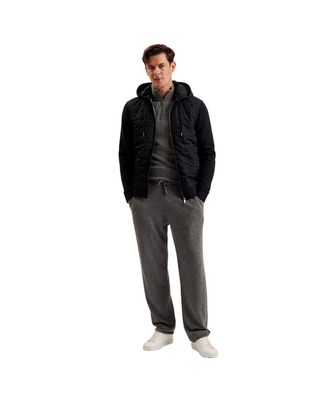 Ted Baker Blue Adburys Regular Quilted Zip Hoodie for men