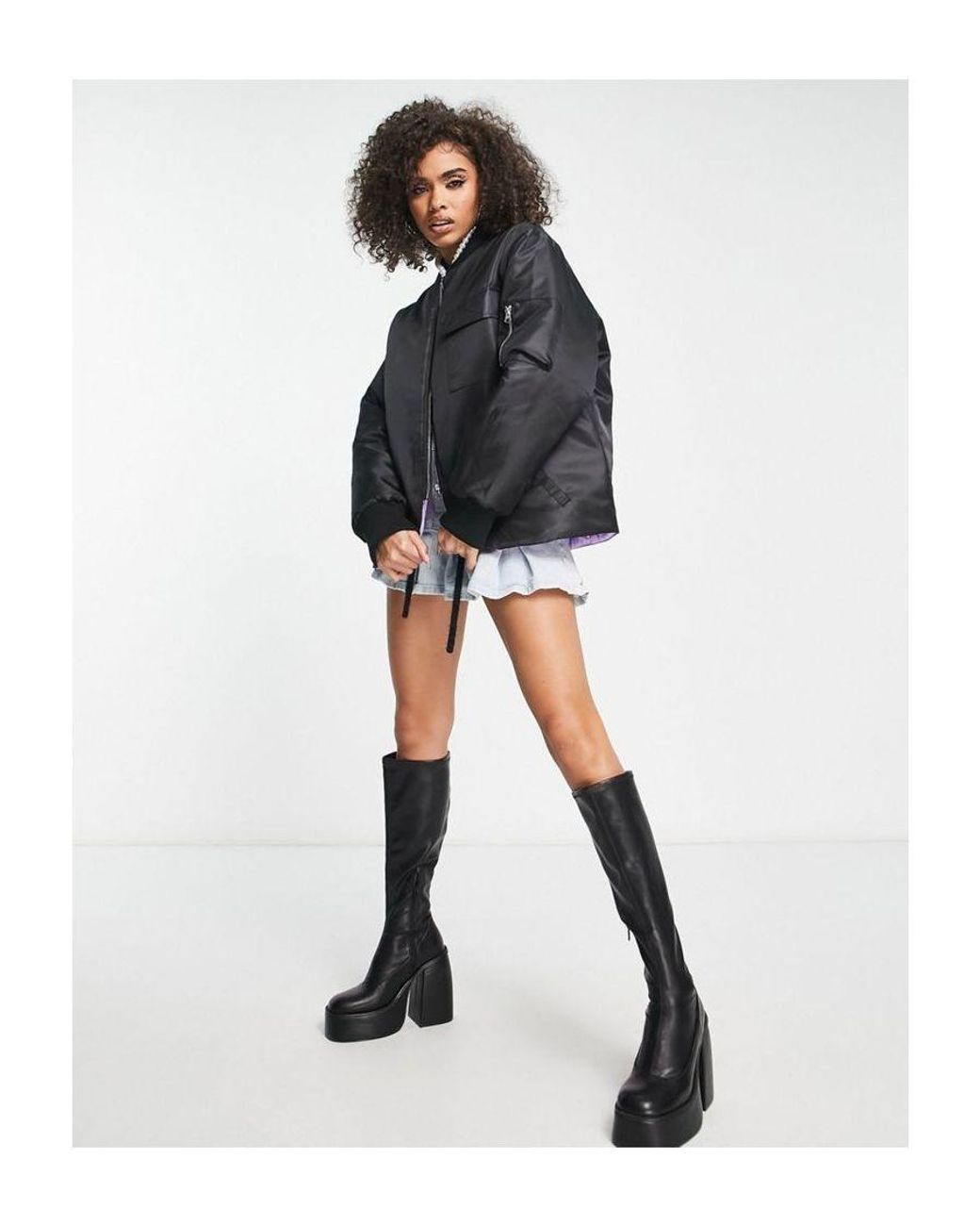 Asyou faux leather biker jacket in black Clearance