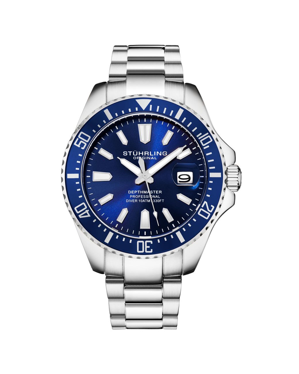 Stuhrling Blue Depthmaster Quartz 42Mm for men