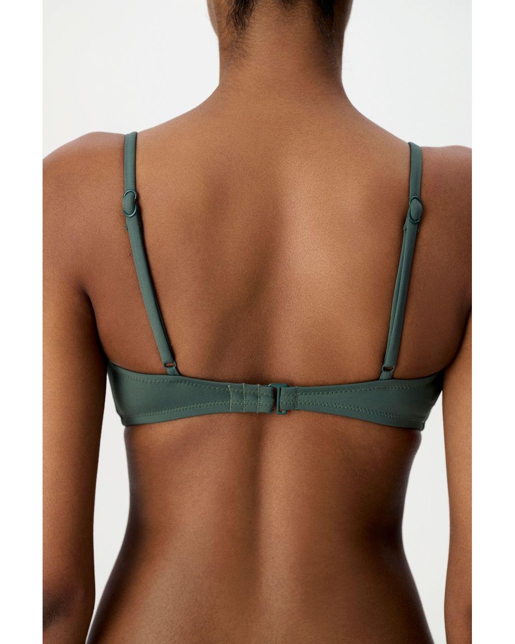 Penti Green Solid Bralette Bikini Top With Adjustable Straps