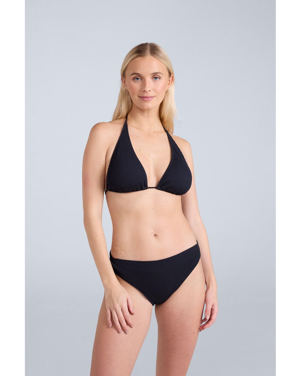 Mountain Warehouse Black 'Iona' Halter Crinkle Bikini Top Sun Protection Quick Dry Stretchy Swimwear