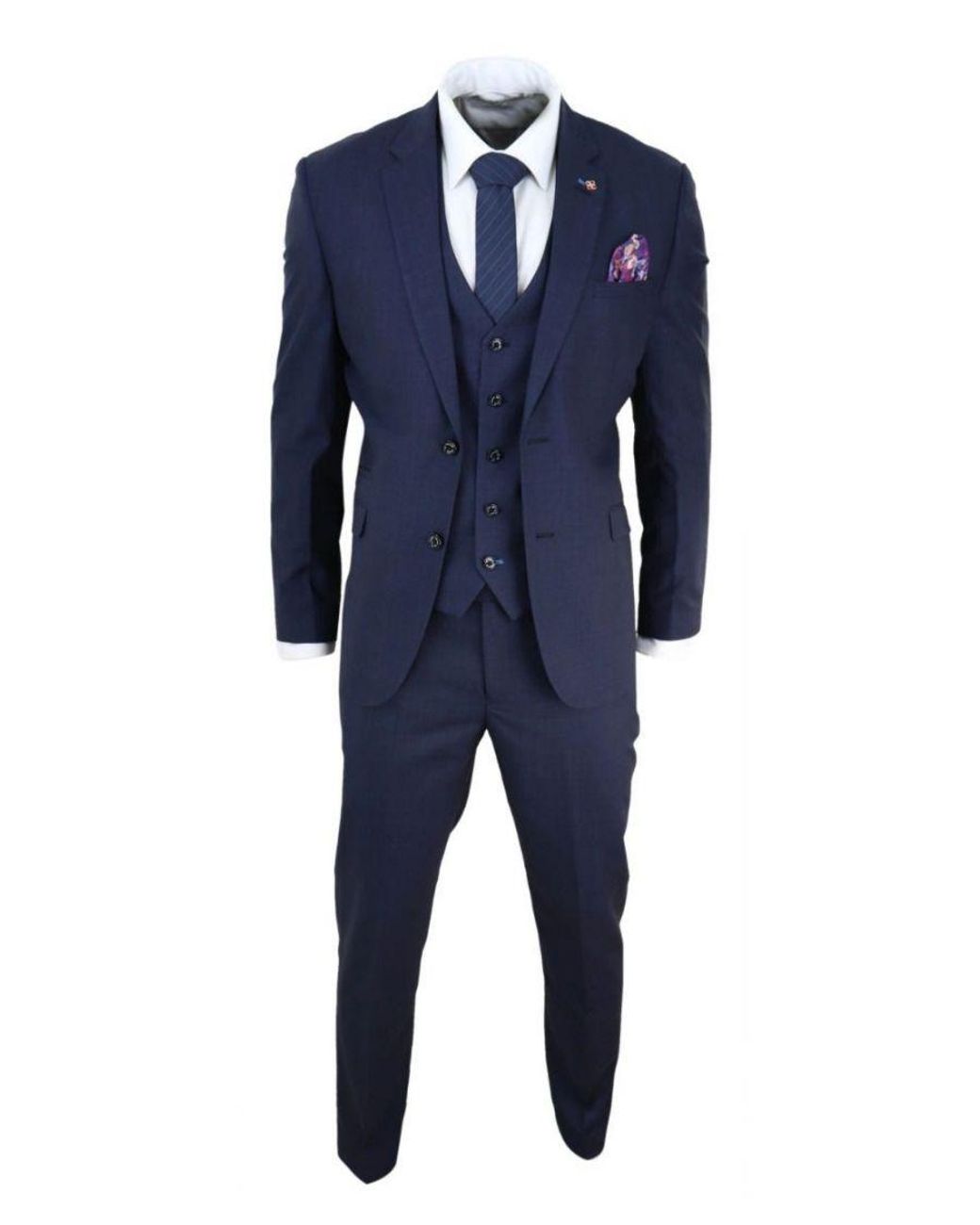 Infinity Leather Blue 3 Piece Tailored Fit Retro Classic Suit for men