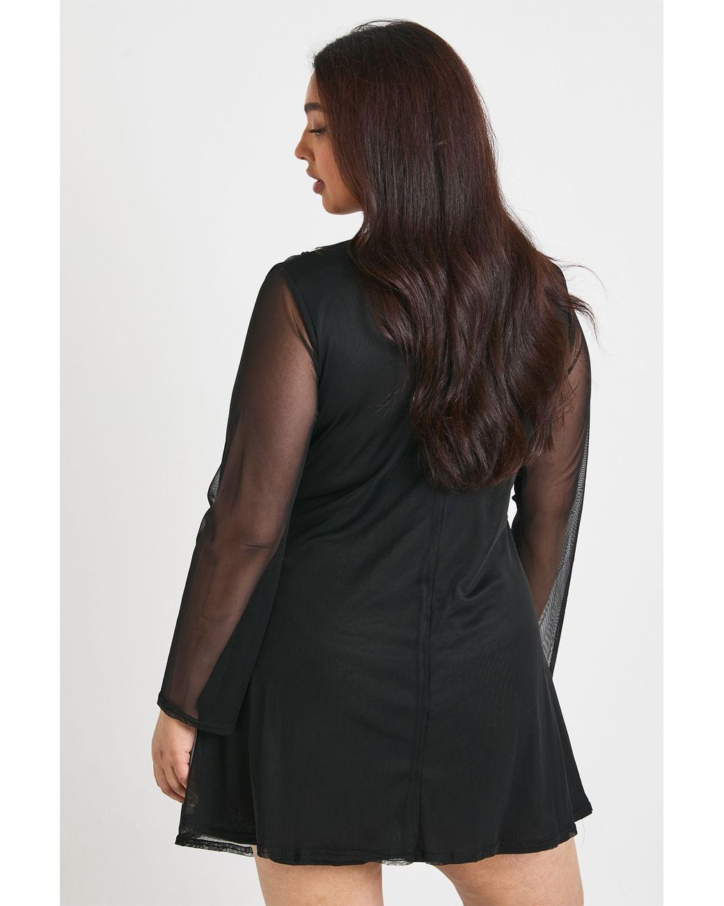 Boohoo Black Plus Mesh Wrap Mini Dress