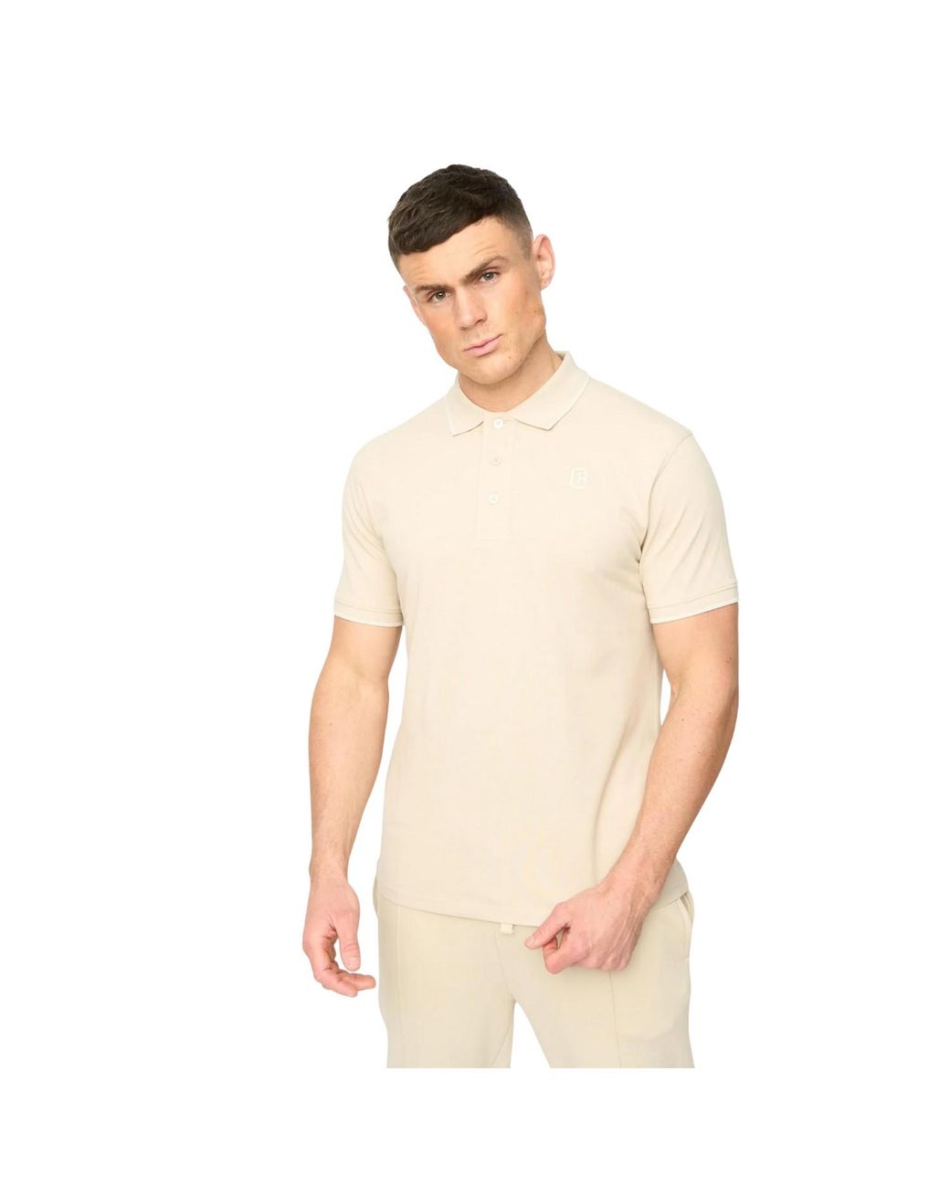 Crosshatch White Crufton Polo Shirt (Light Stone) for men