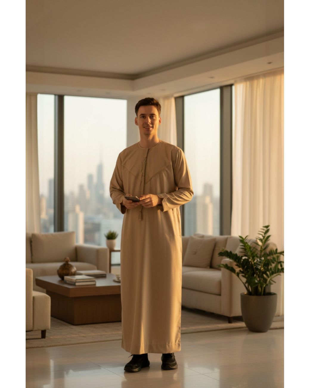 Thobez Natural Ramadan Moroccan Jubba Robe Djellaba Eid Kaftan Thobe Lfs -Tt-007 for men