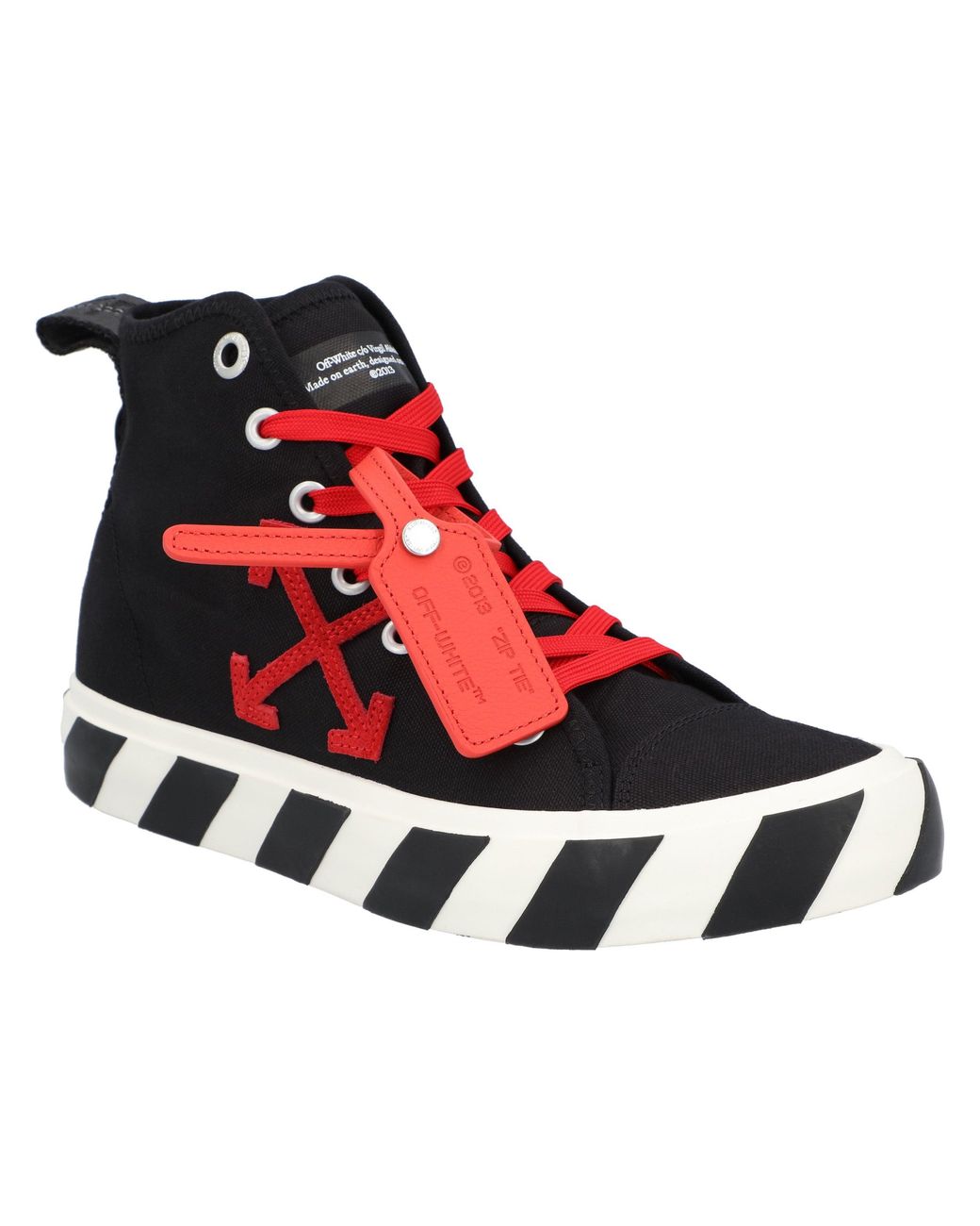 Off-White c/o Virgil Abloh Red Vulcanized Hi Canvas Sneakers for men
