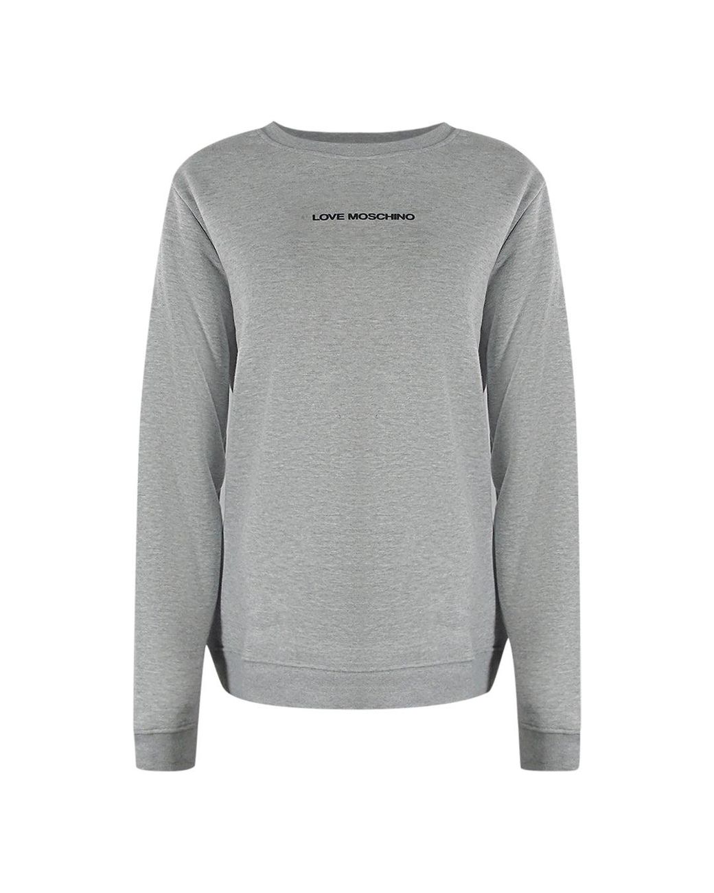 Moschino Gray Love Small Logo Sweatshirt Cotton
