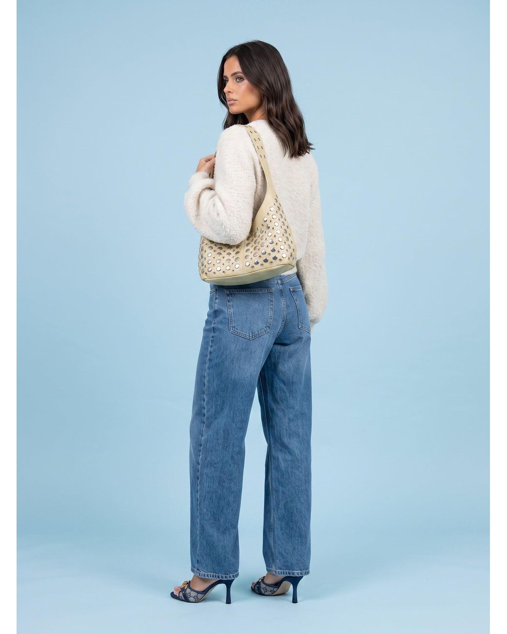 Urban Bliss Blue Wool Blend Cropped Cardigan