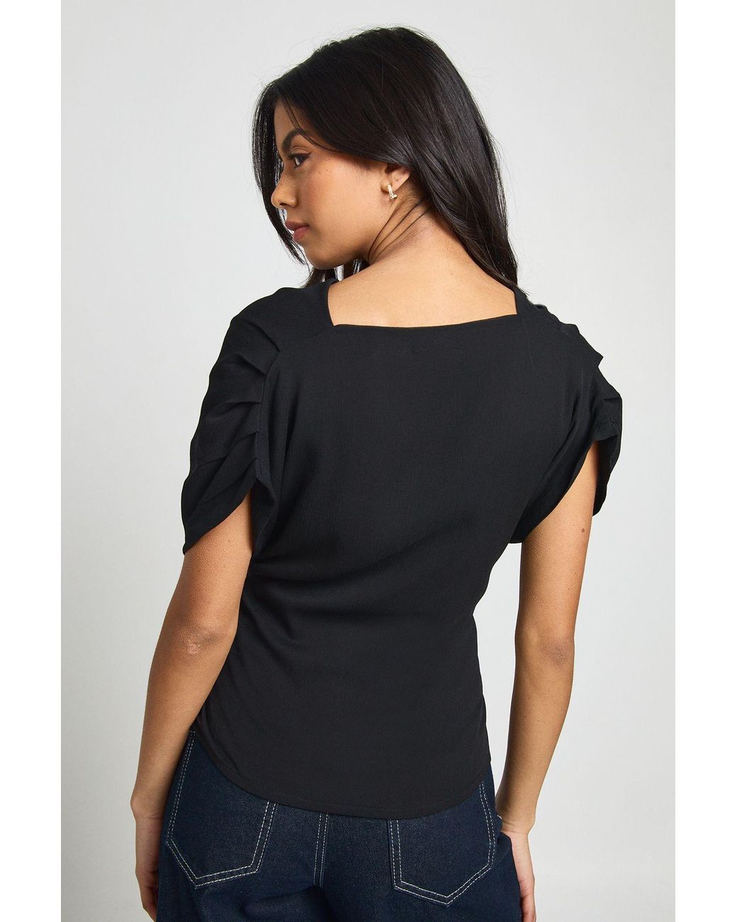 Boohoo Black Chiffon High Cowl Neck Top