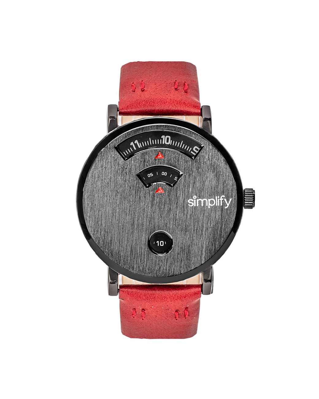 Simplify Gray The 7000 Leather-Band Watch