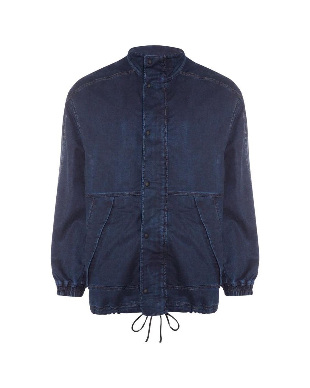 DIESEL Blue Plain Jogg Jean Denim Jacket Cotton for men