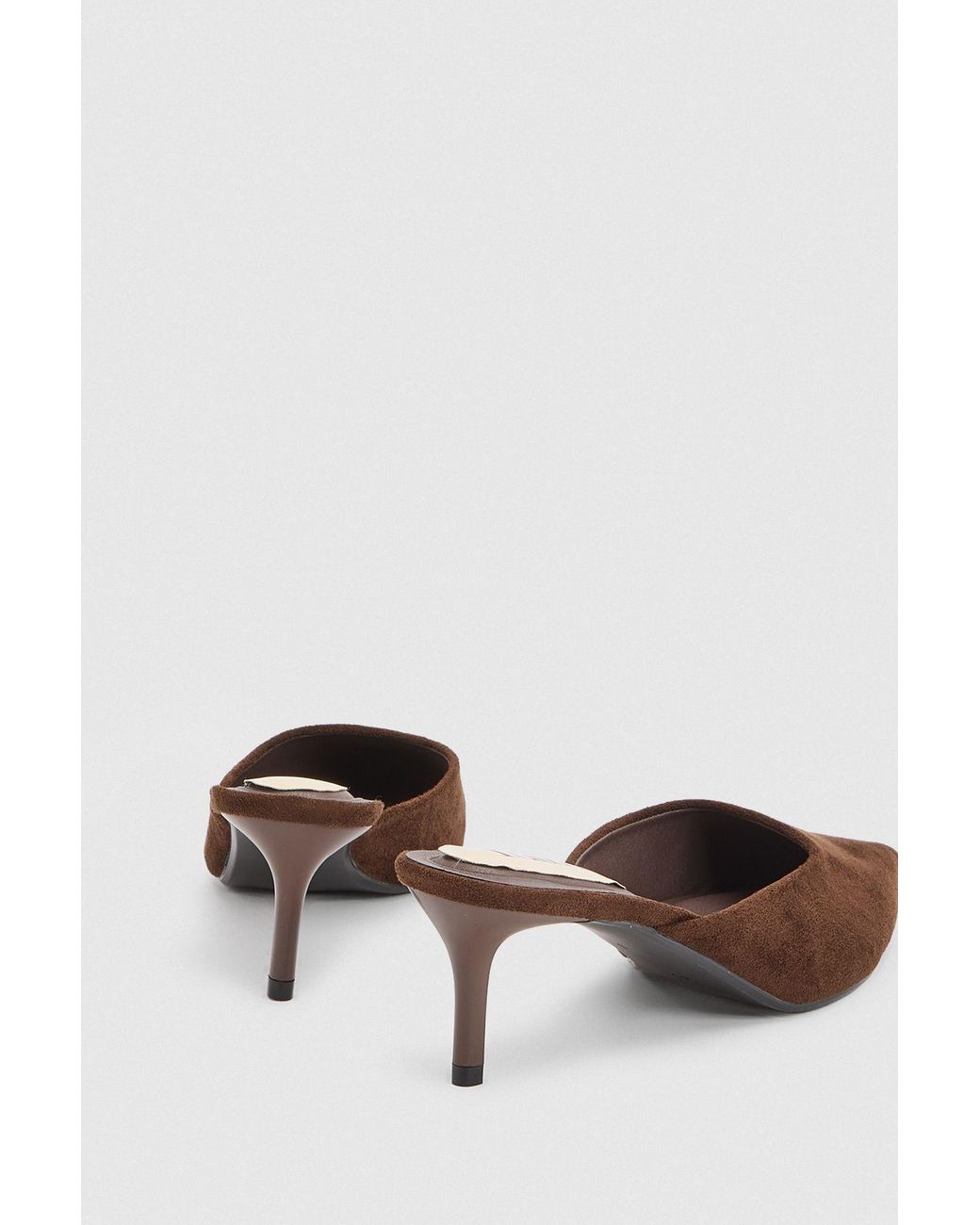 Faith Brown Becky Faux Suede Pointed Toe Medium Stiletto Heel Mules