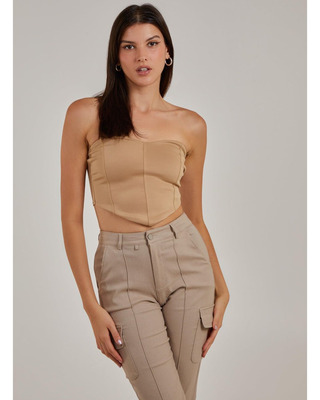 Pink Vanilla Brown Seam Detail Corset