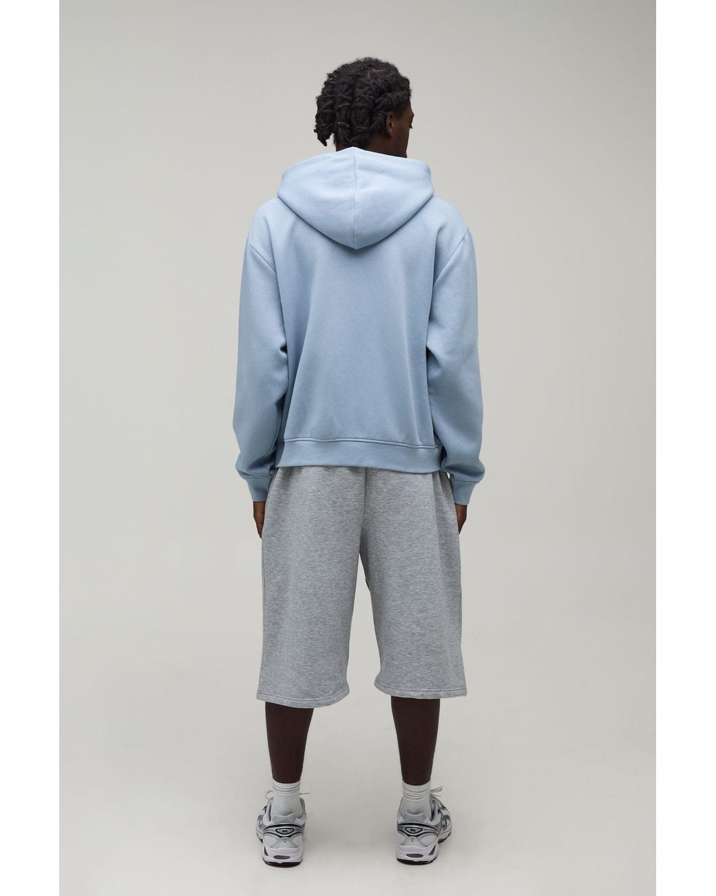BoohooMAN Blue Boxy Zip Through Hoodie for men