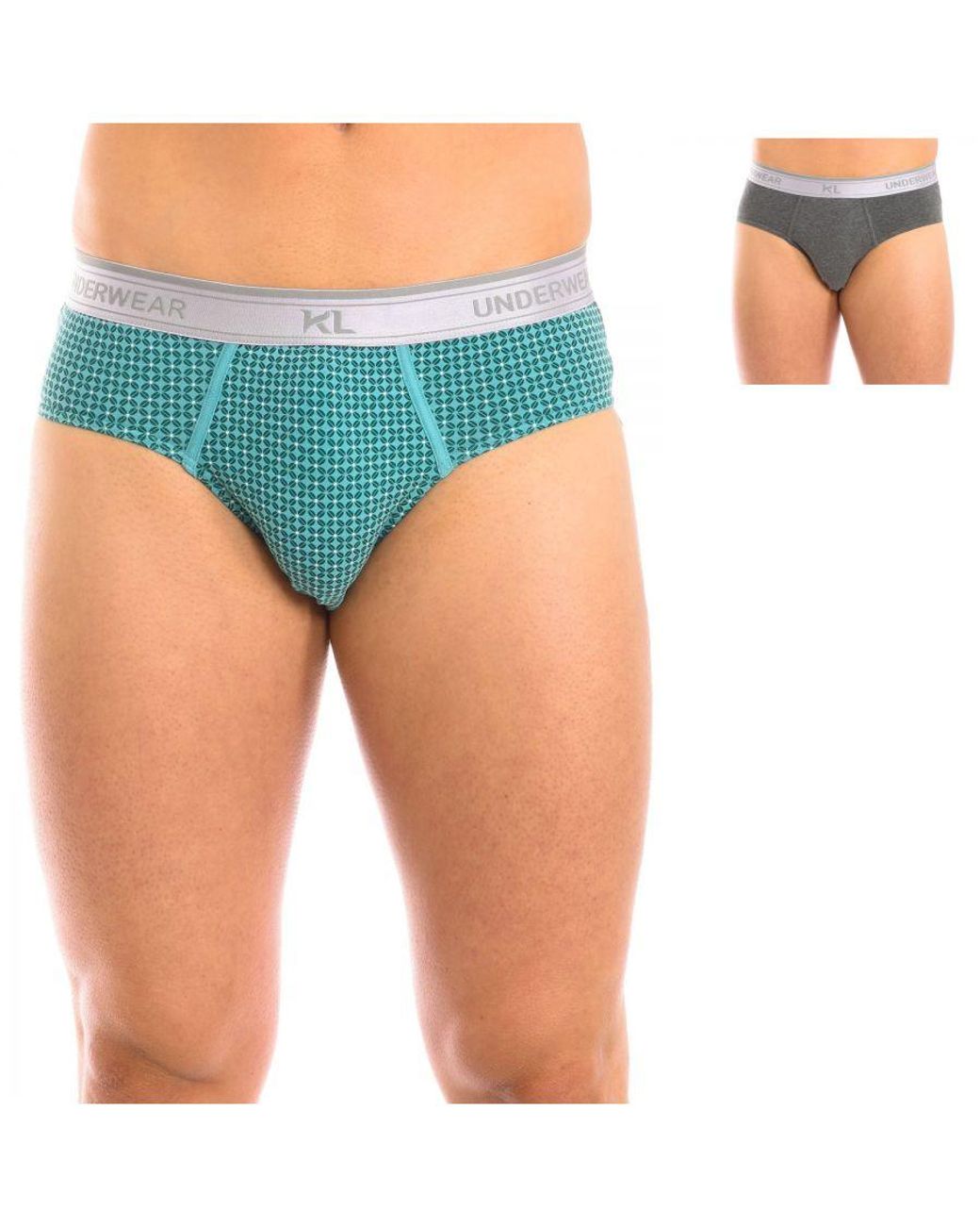 Kisses&Love Gray Pack-2 Basic Briefs Breathable Fabric Kl2014 for men