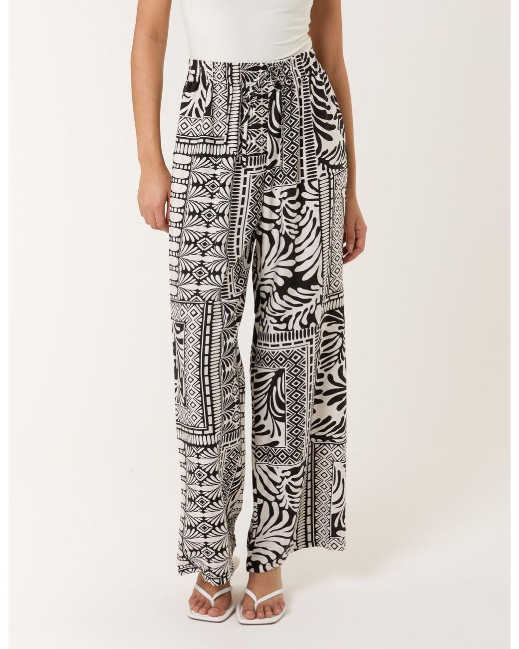 Blue Vanilla Black Abstract Print Trousers