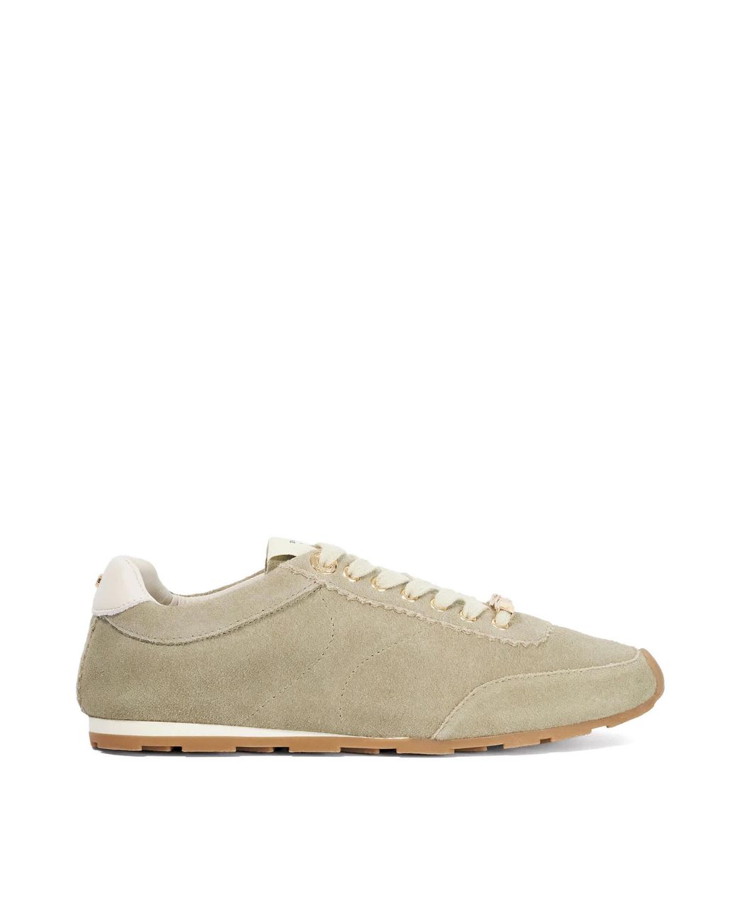 Dune Natural Evalinna Suede Lace-Up Trainers