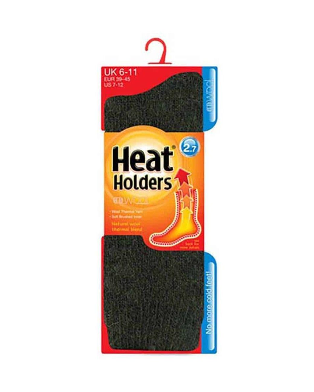Heat Holders Black Thick Heavy 2.7 Tog Short Thermal Wool Rich Socks for men