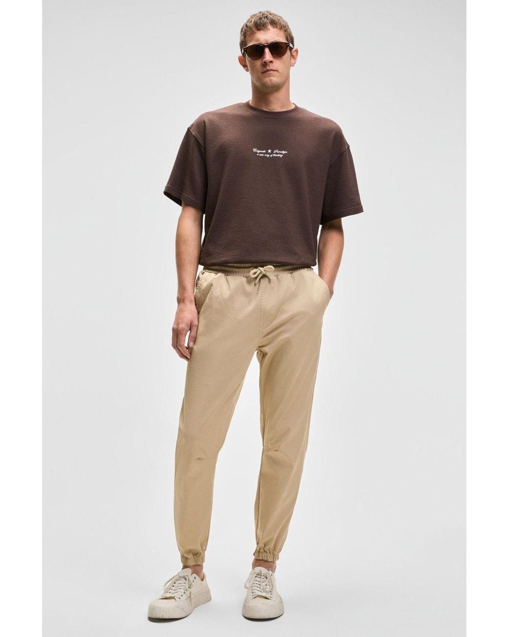 Grimelange Natural Elastic Waist Jogger Pants for men