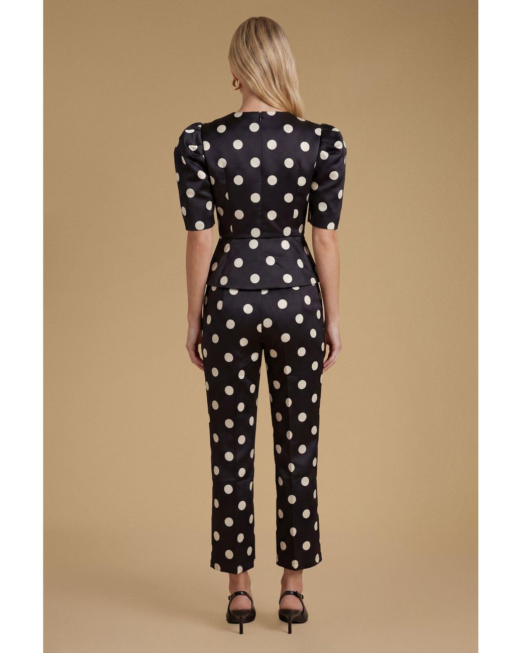Oasis Blue Matte Satin Polka Dot Tailored Trouser