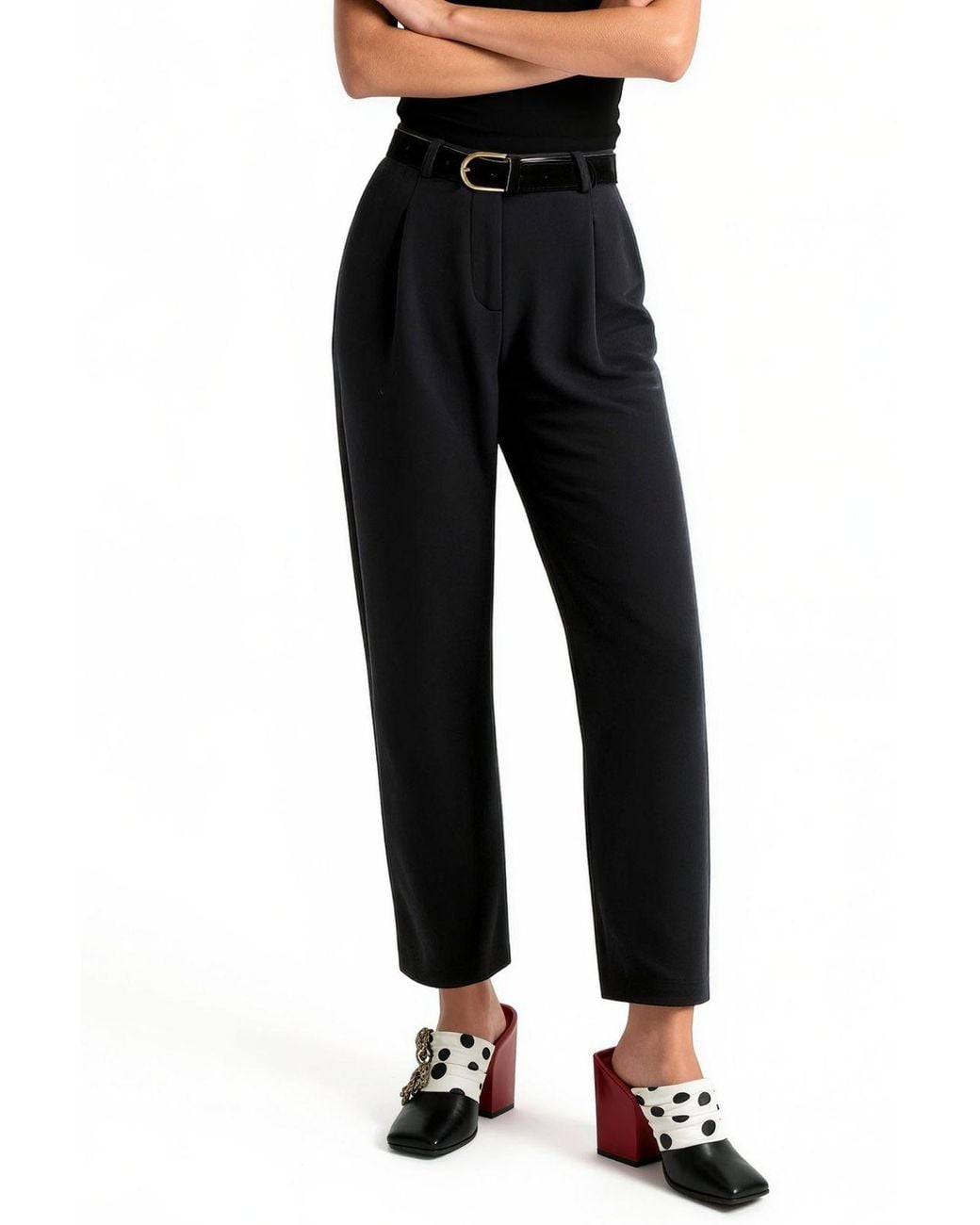 Busem Black Cotton Blend Stretch Pants