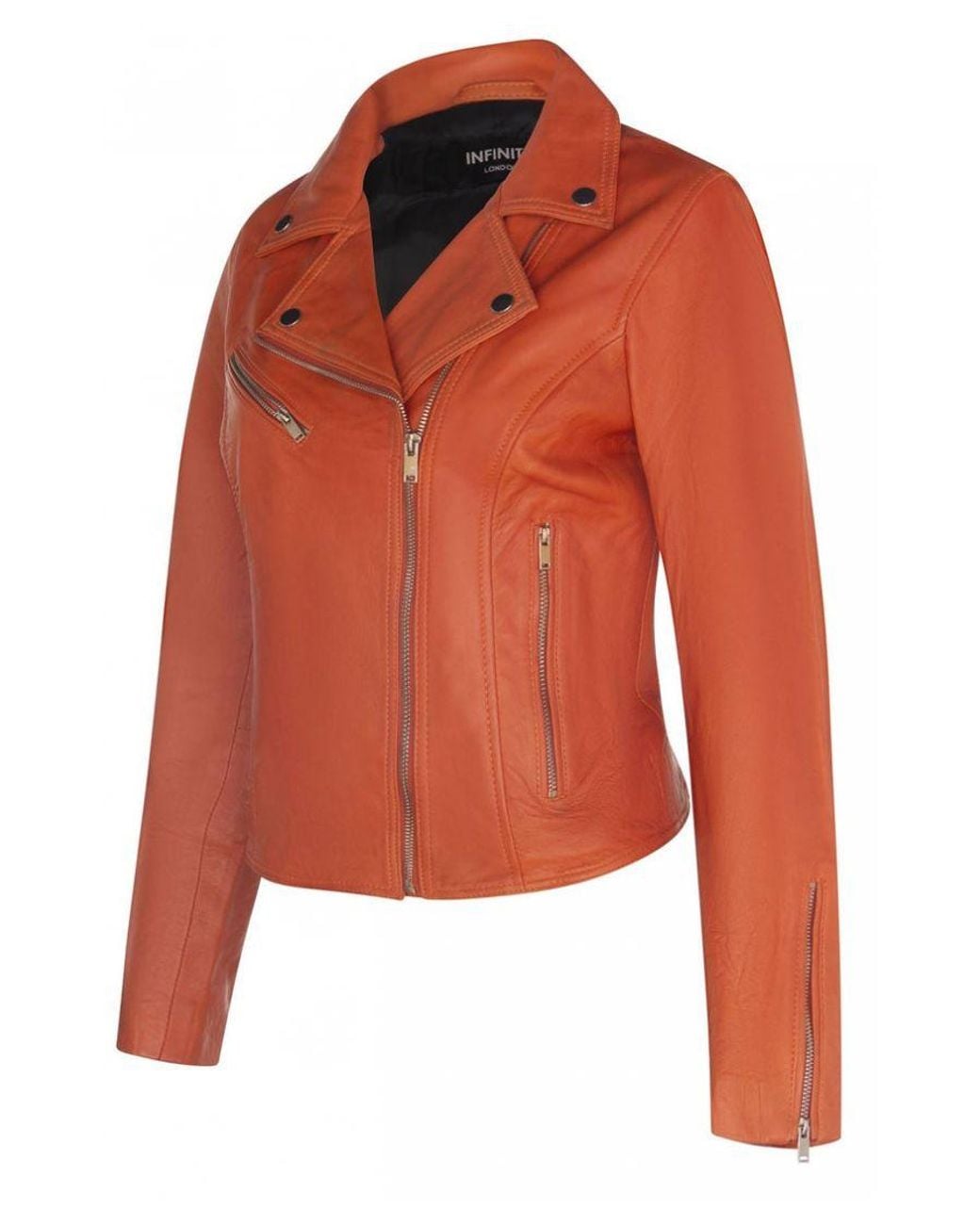 Infinity Leather Red Classic Brando Biker Jacket-Loughton