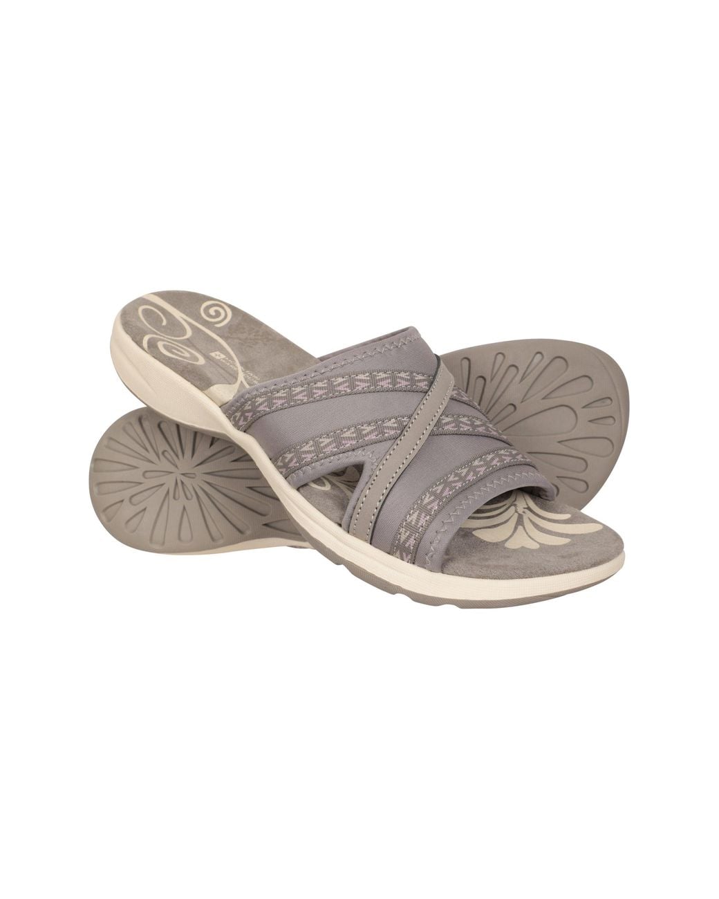Mountain Warehouse Gray 'Crest' Slip On Comfort Sliders Casual Cushioned Ladies Open Toe Sandals