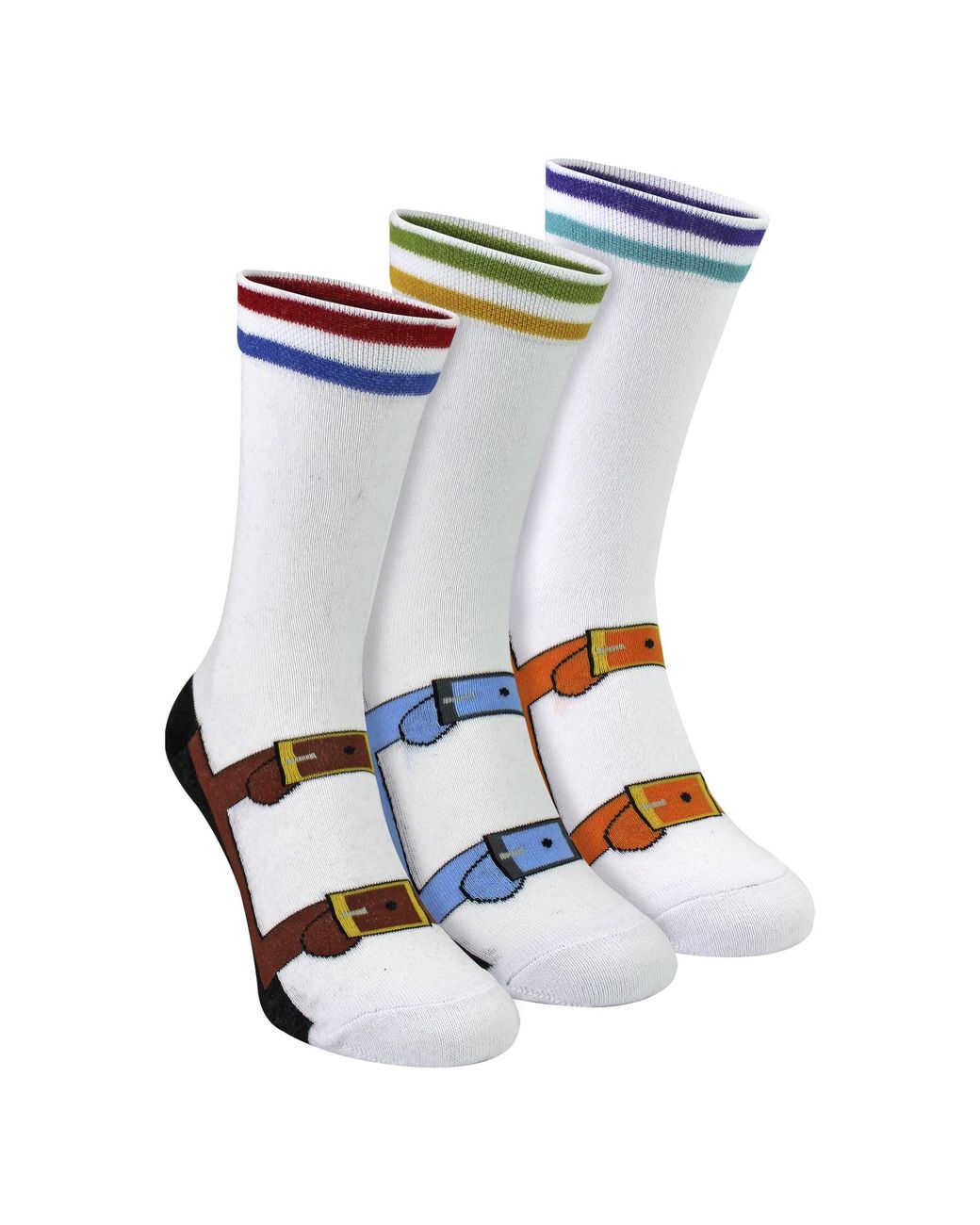 Sock Snob Blue 3 Pairs Socks And Sandals Pattern Novelty Casual for men