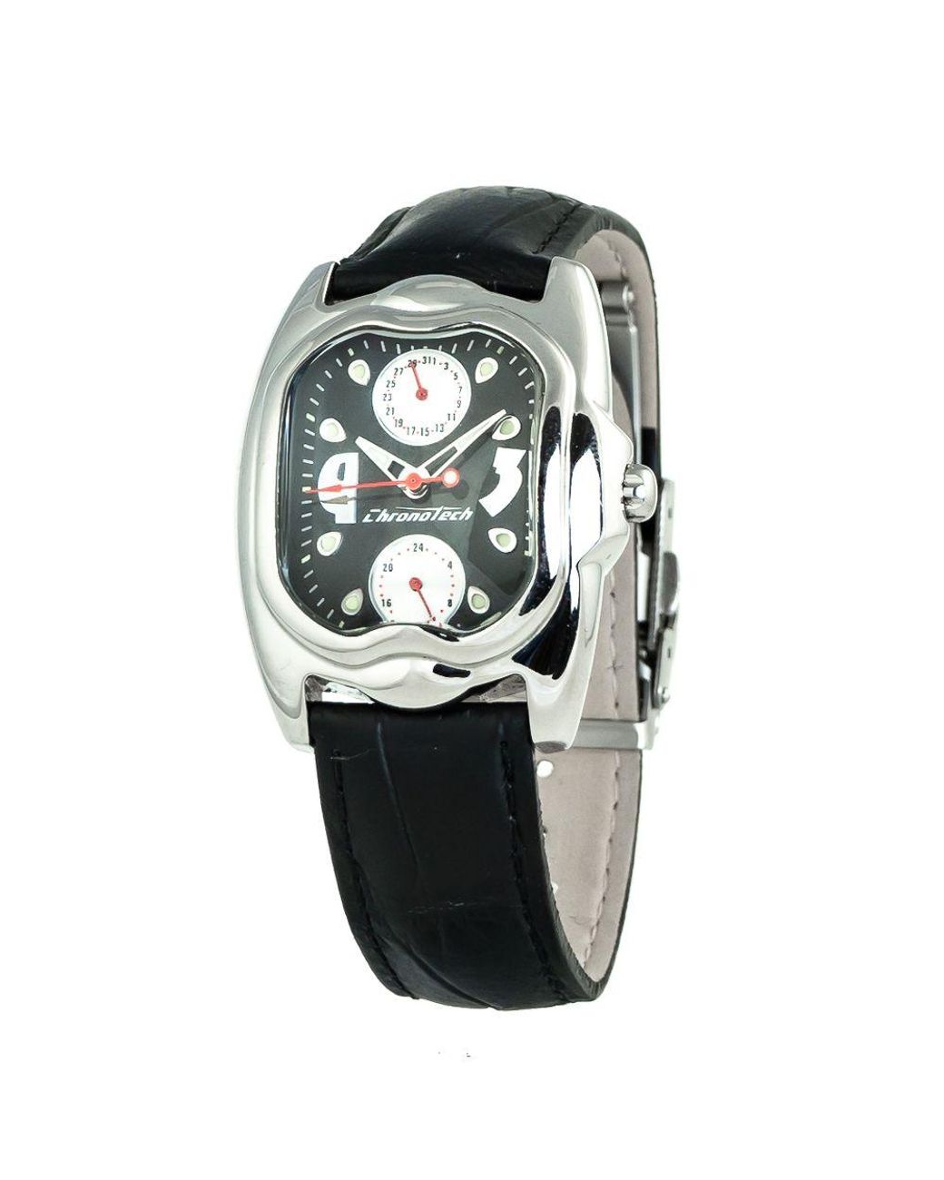 Chronotech Black Leather Watch