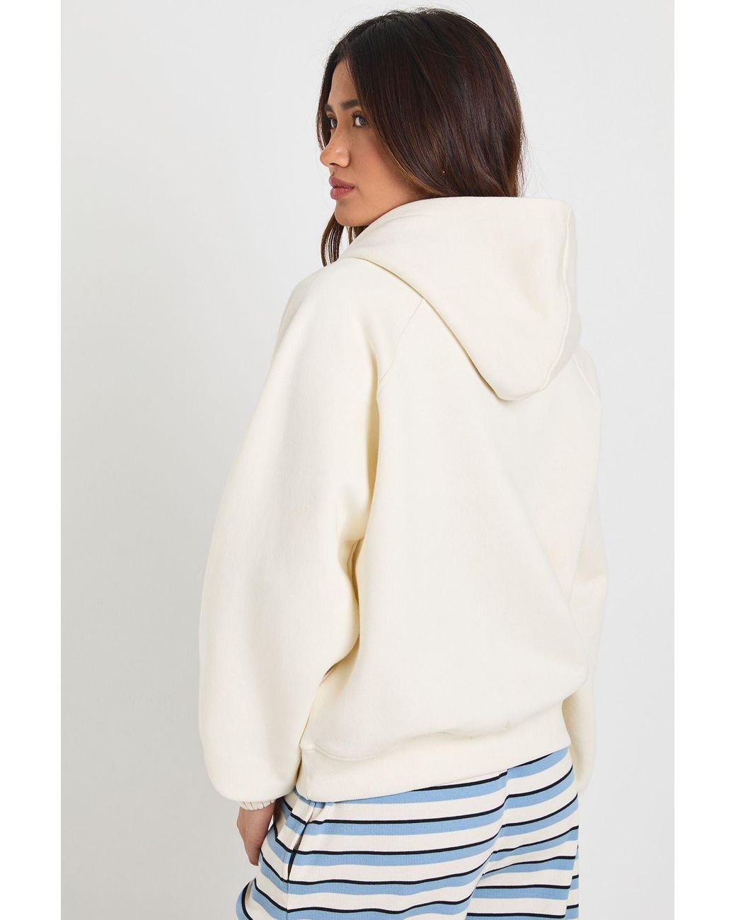 Boohoo Blue Raglan Seam Boxy Zip Through Hoodie