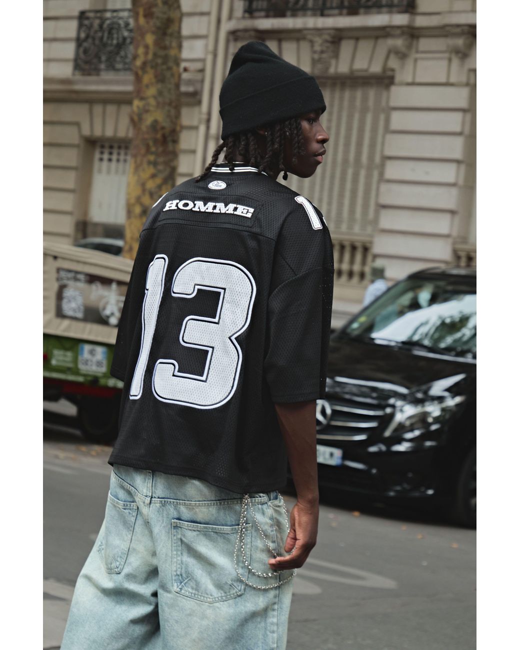 BoohooMAN Gray Oversized Boxy Mesh Varsity V Neck Hockey Top for men