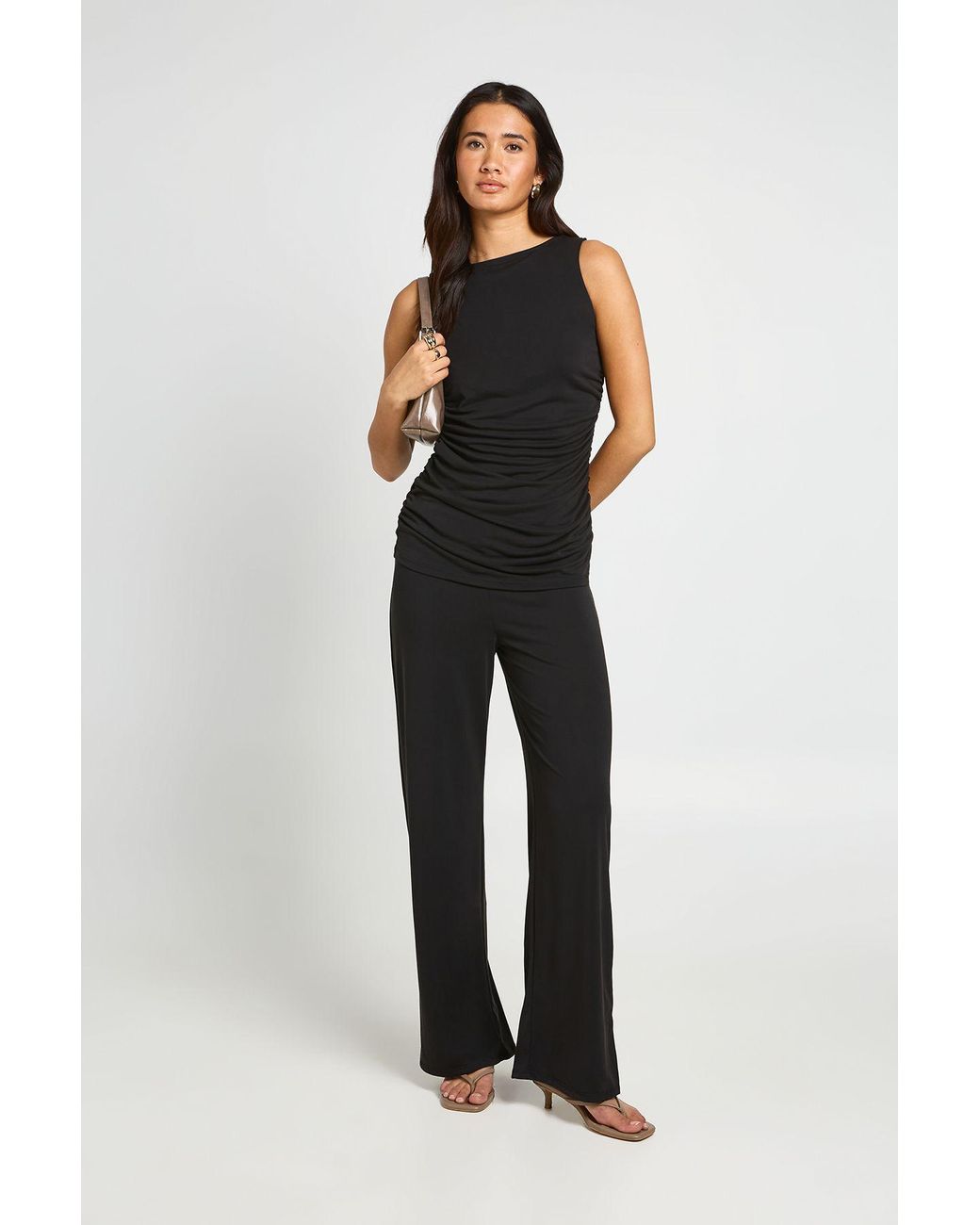 Boohoo Black Modal Straight Leg Trouser