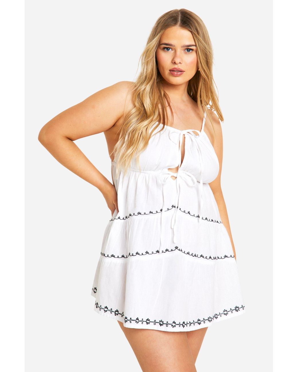 boohoo embroidered smock dress Sweetly Embroidered Smock Dress main image 0