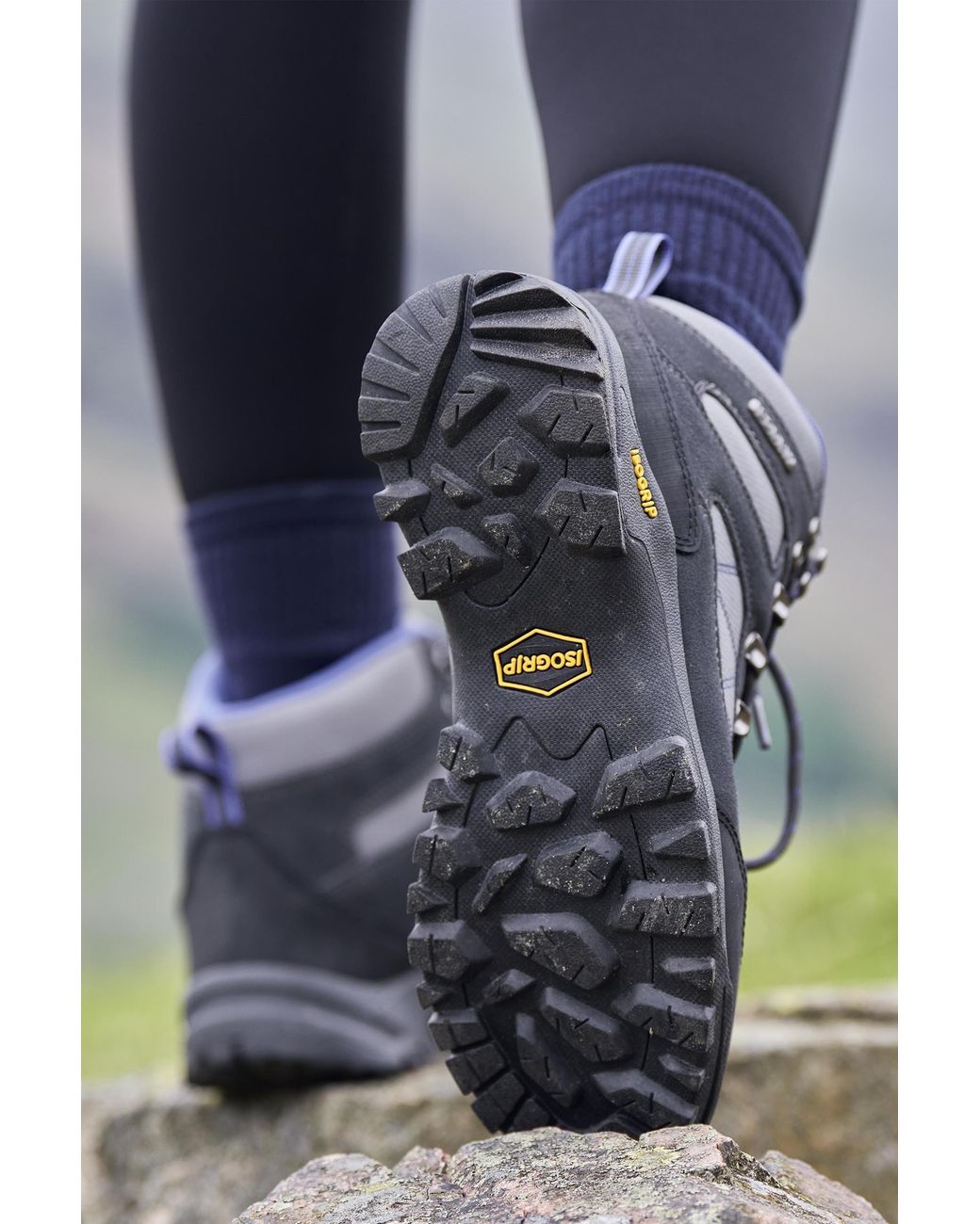 Mountain Warehouse Blue 'Storm' Waterproof Boots Isogrip Outsole Walking Shoes Leather