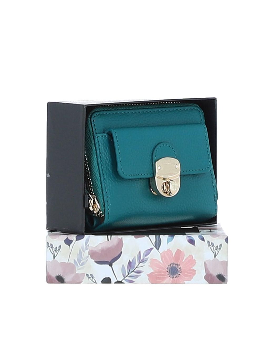 Ashwood Leather Green Stylish Compact Ladies Purse With Rfid Protection