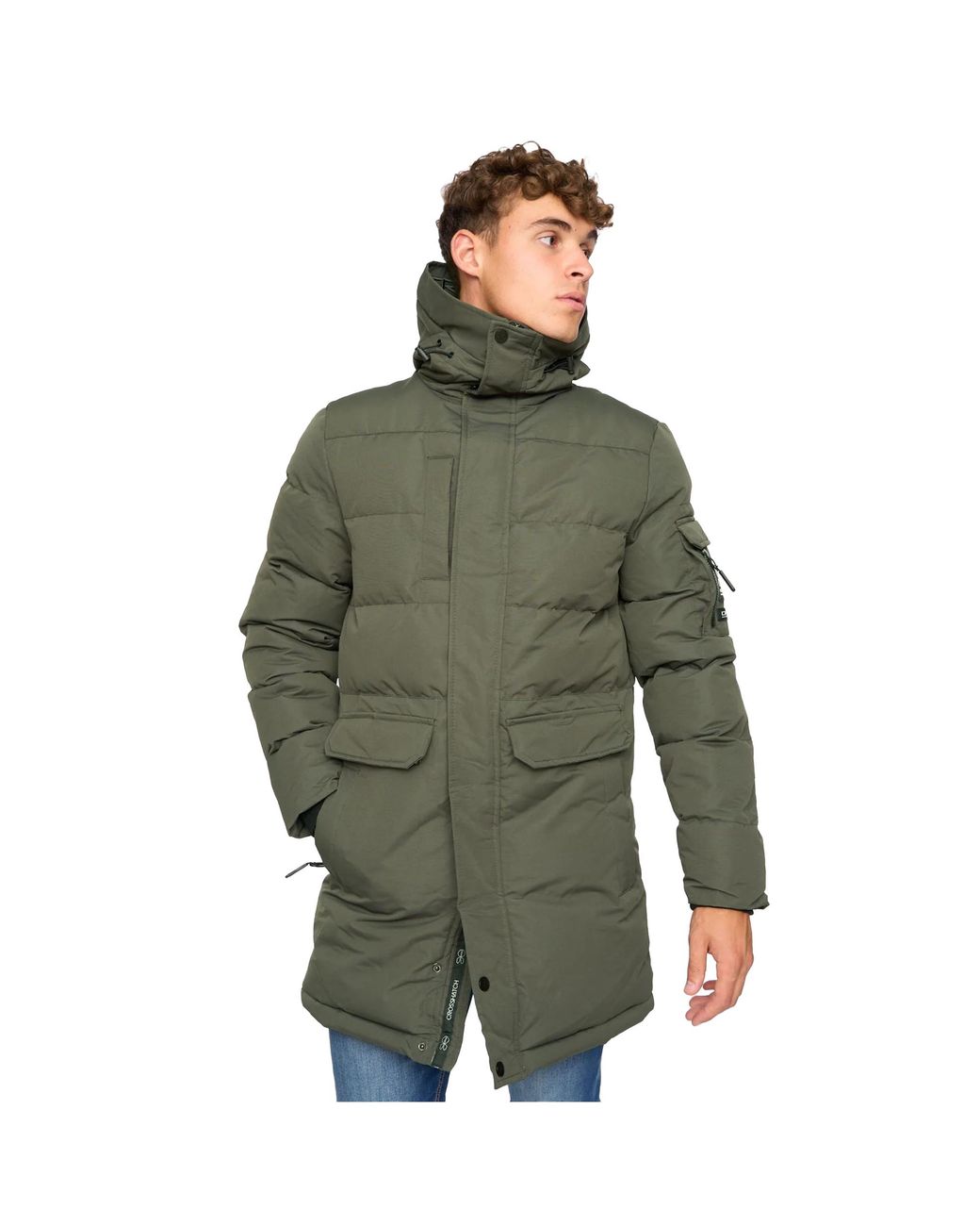 Crosshatch Green Milwaka Long Padded Jacket for men