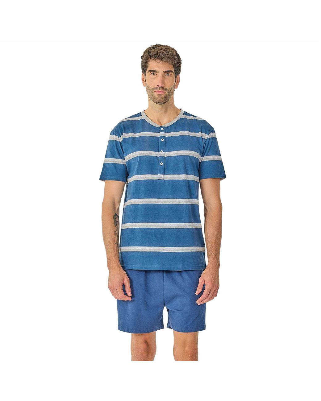 J&j Brothers Blue Summer Short Sleeve Pyjamas Jjb21 for men