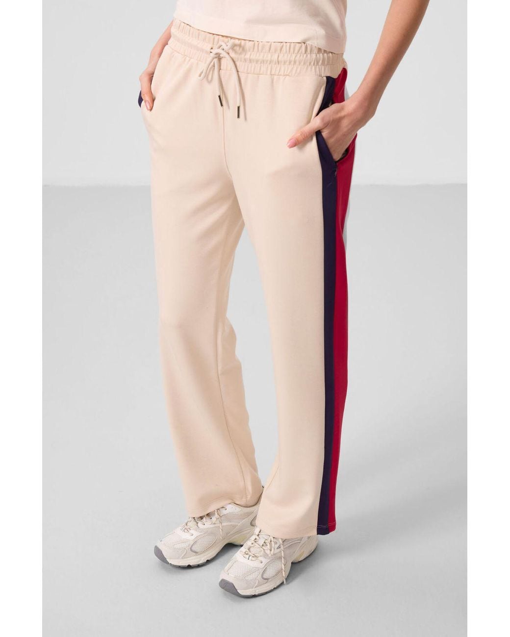 TOMMY LIFE Natural Striped Palazzo Pants With Drawstring Waist