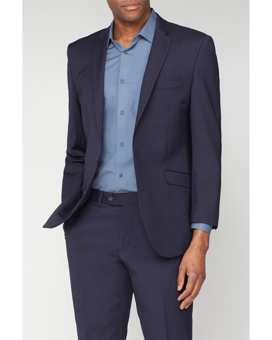 Scott Blue Long Sleeve Tailored Suit Jacket for men